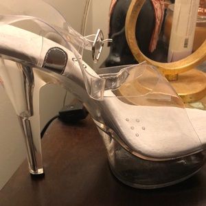 Lucite exotic platform stripper heels
